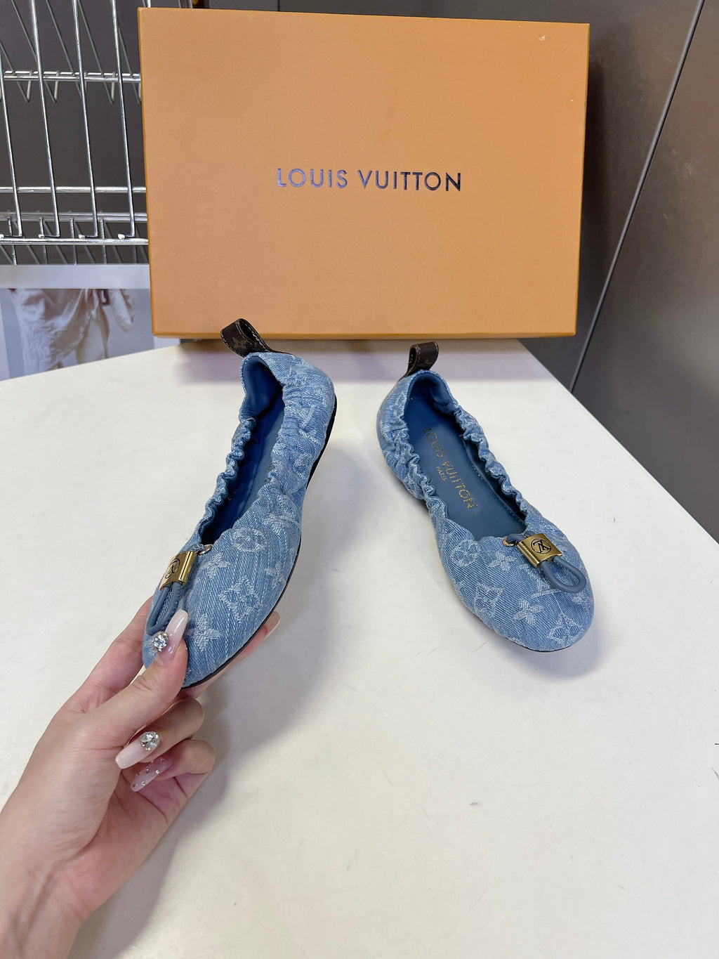 LV Nolita Flat Ballerina Blue Denim 848132