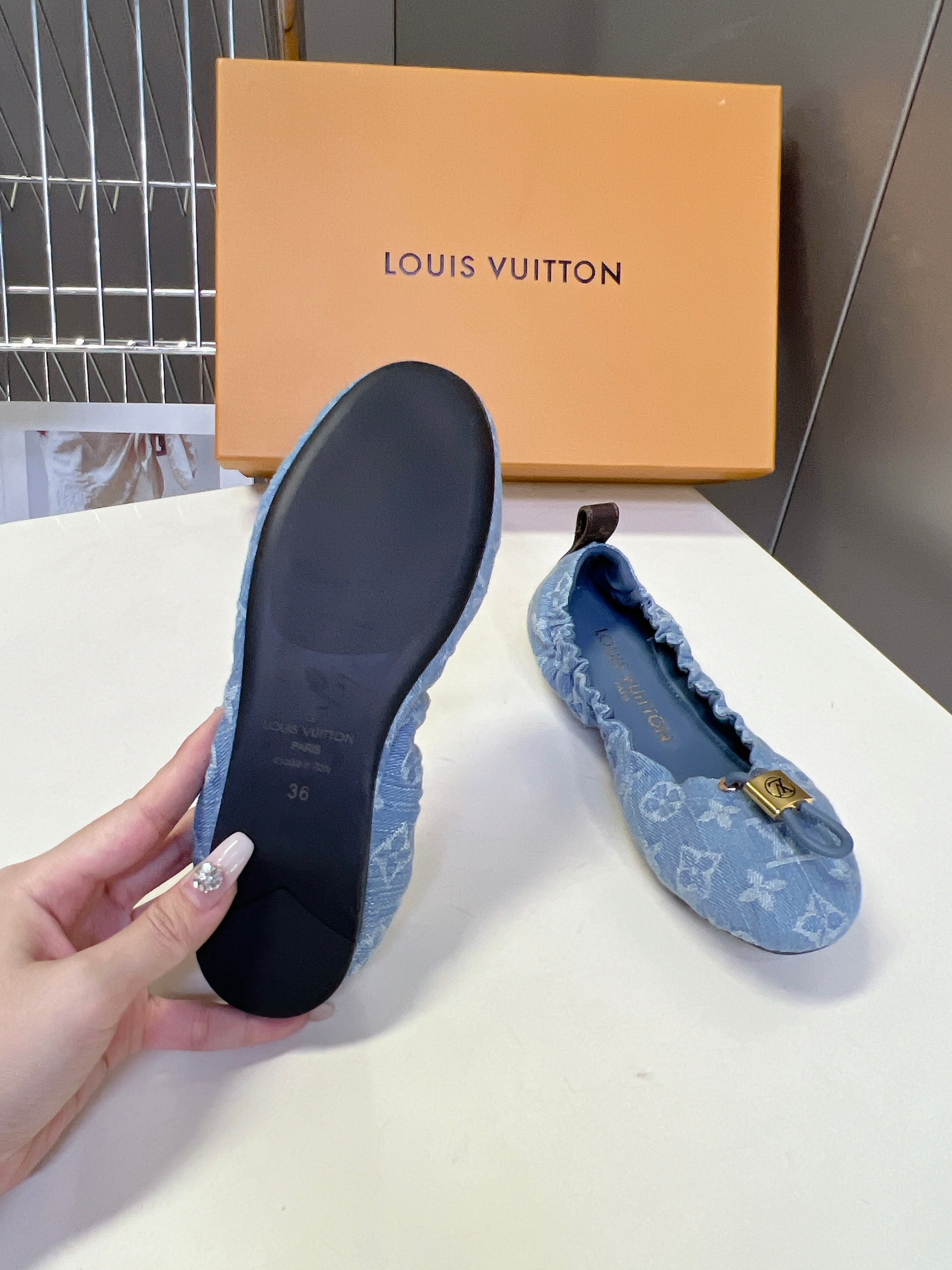 LV Nolita Flat Ballerina Blue Denim 848132