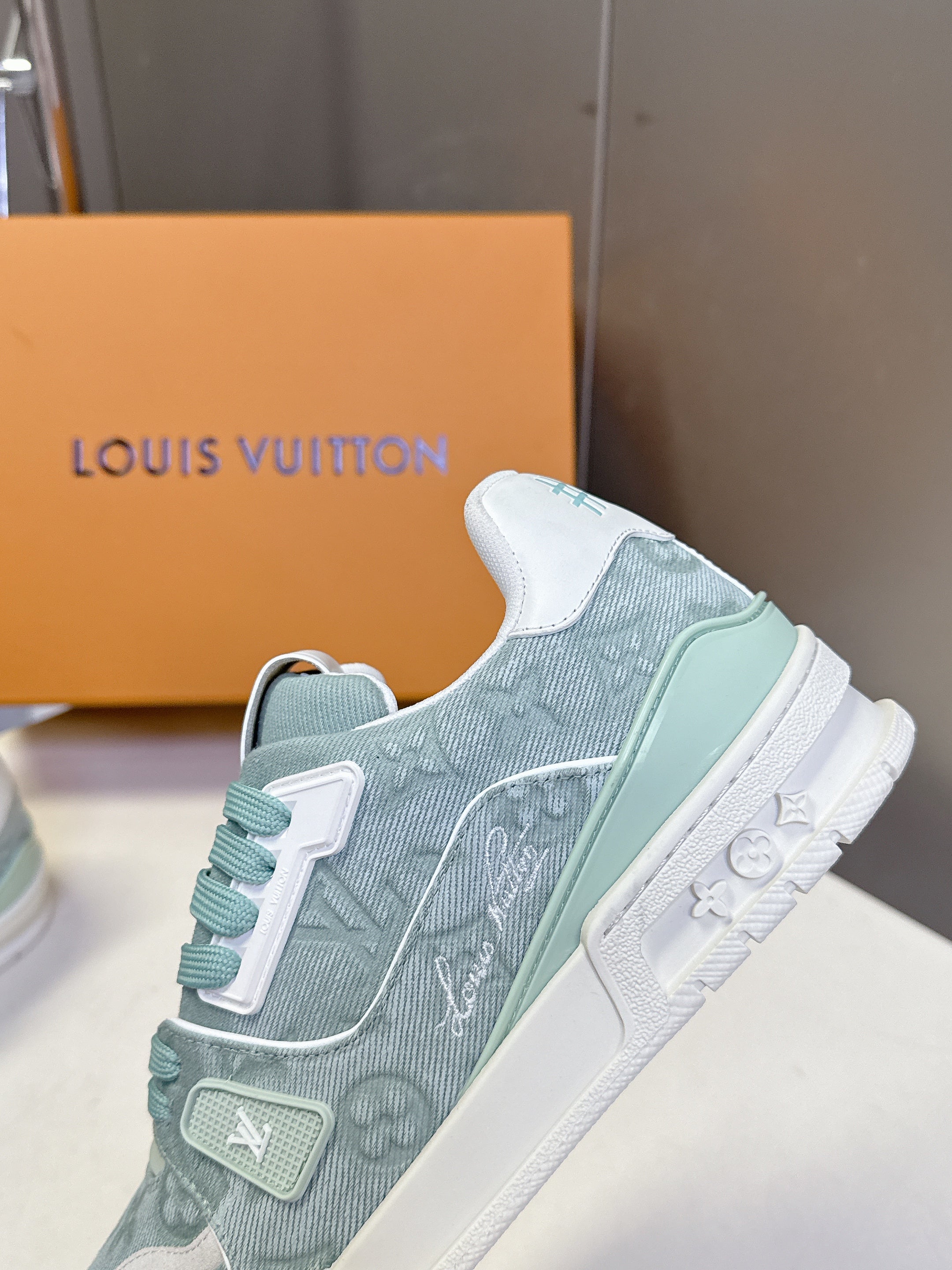 LV 26s Trainer Sneakers Mint Blue Denim 848154