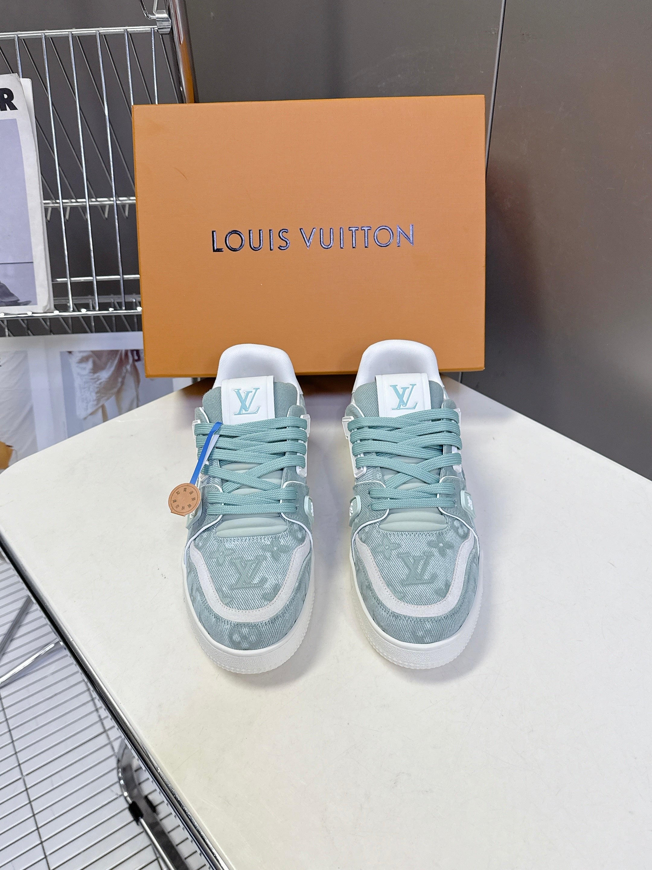LV 26s Trainer Sneakers Mint Blue Denim 848154