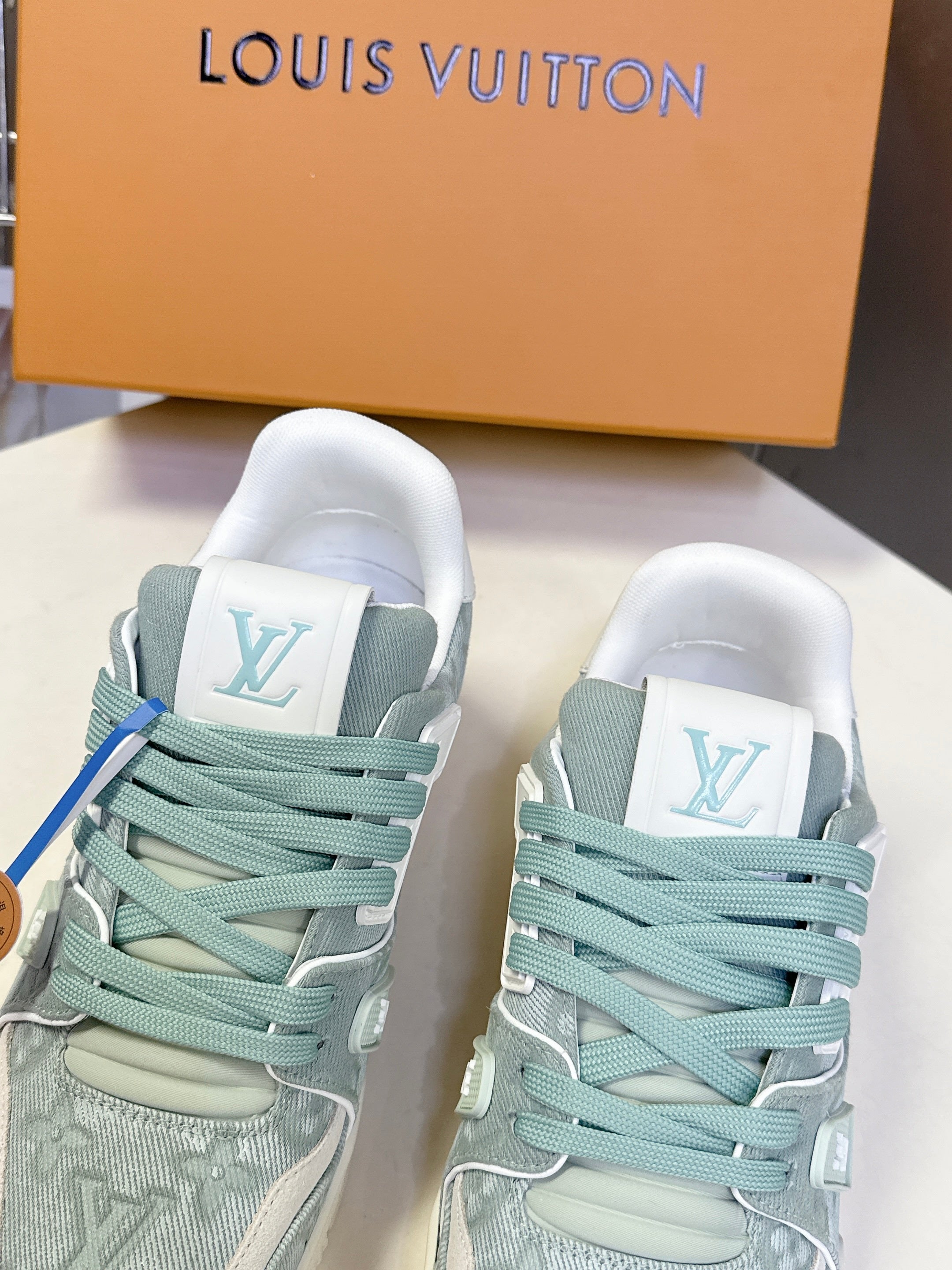 LV 26s Trainer Sneakers Mint Blue Denim 848154