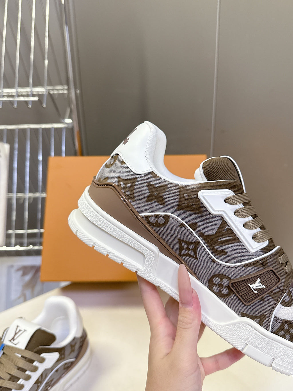 LV 26s Trainer Sneakers Taupe Denim 848155