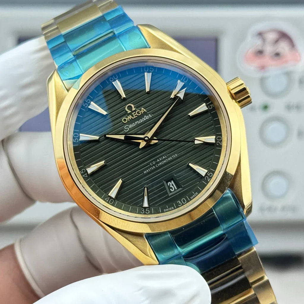 Omega Seamaster Aqua Terra 150m Co-Axial Master Green Dial Yellow Gold 41mm