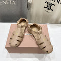 Miumiu 26ss Flat Sandals Nude Lambskin 713064