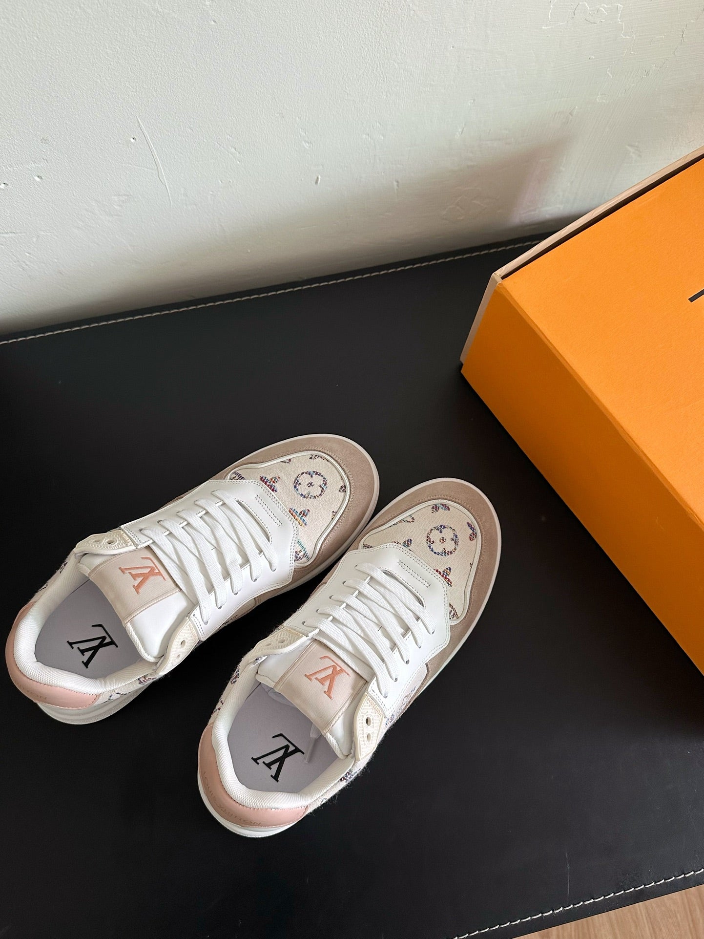 LV Stadium Sneaker White Mix Brown Monogram Suede
