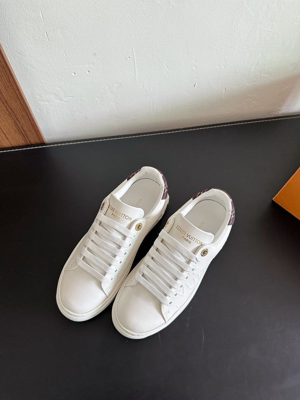 LV Time Out Sneakers White Mix Brown Monogram Calfskin