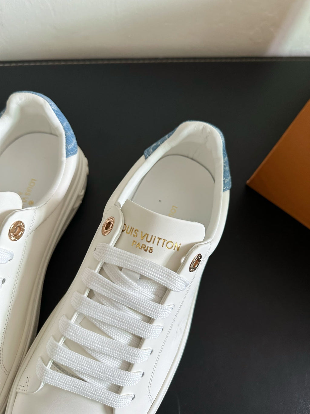 LV Time Out Sneakers White Mix Light Blue Calfskin