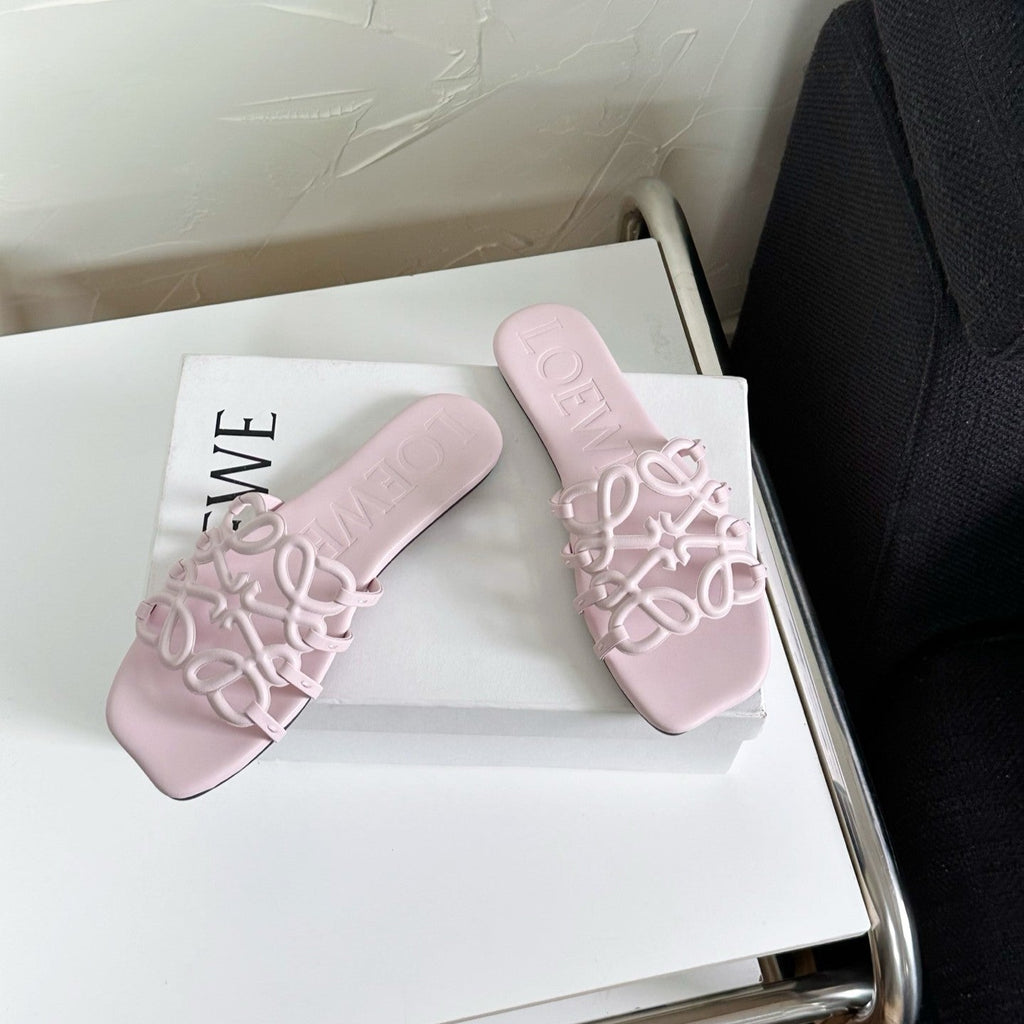 Petal Anagram Slide in Flamingo Soft Calfskin 273515
