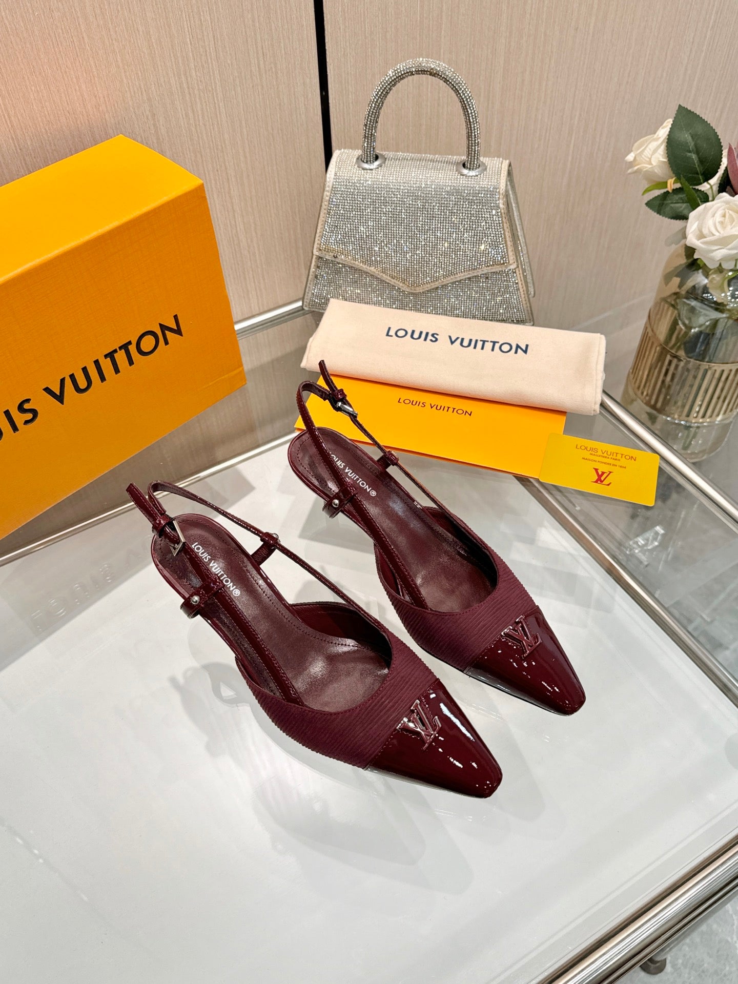 LV City Slingback 5.5cm Burgundy Fabric Leather 837903