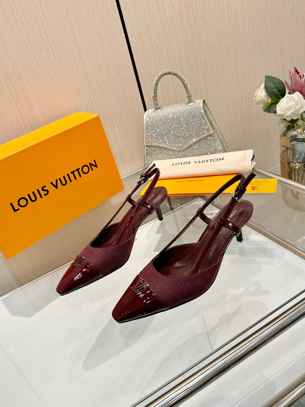 LV City Slingback 5.5cm Burgundy Fabric Leather 837903