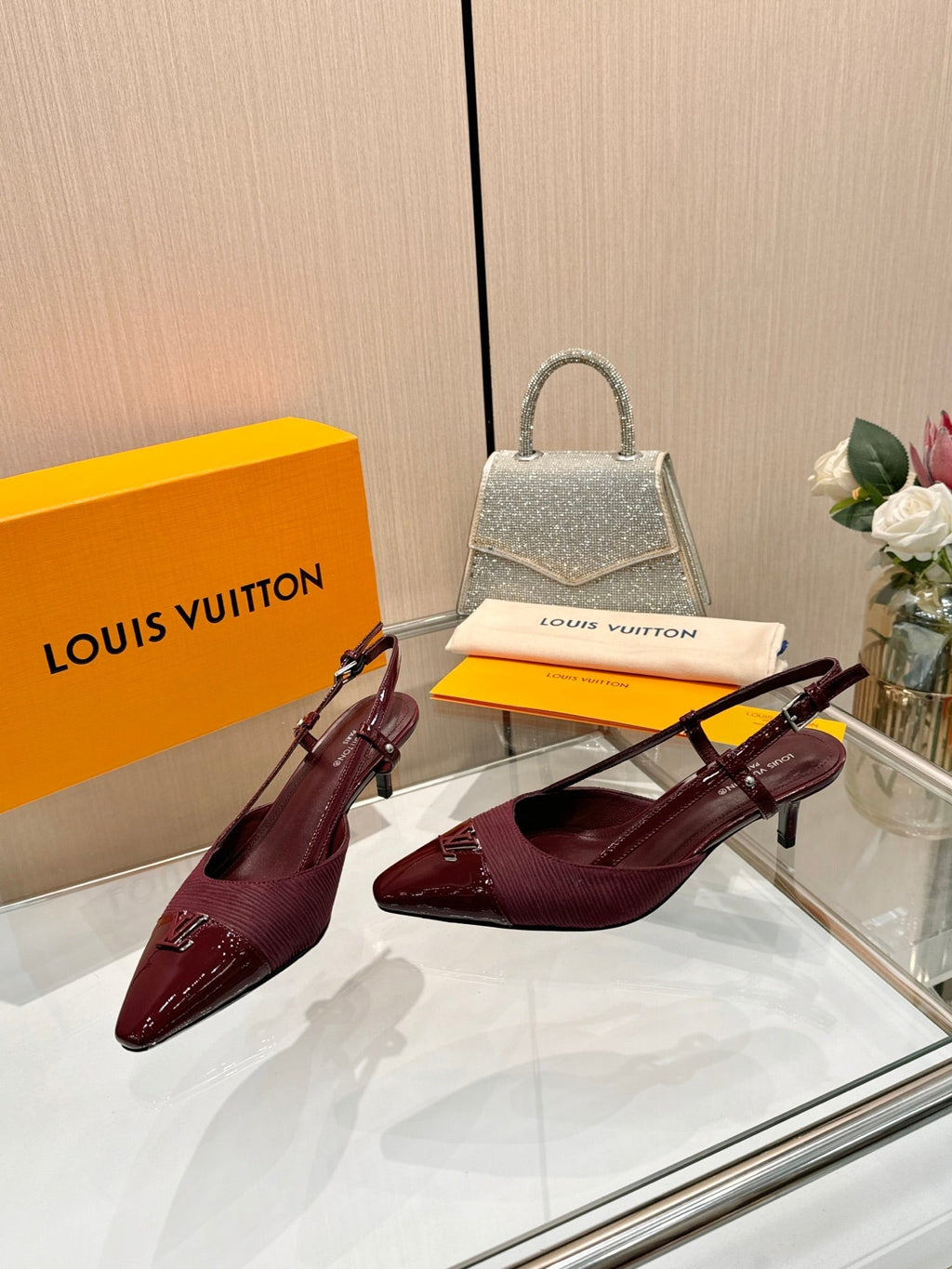 LV City Slingback 5.5cm Burgundy Fabric Leather 837903