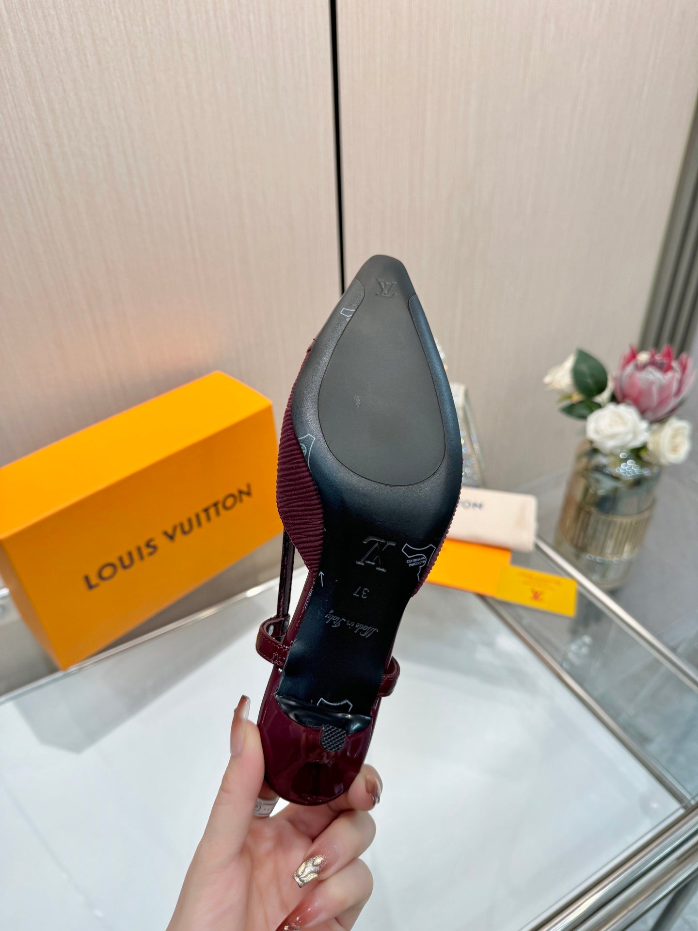 LV City Slingback 5.5cm Burgundy Fabric Leather 837903