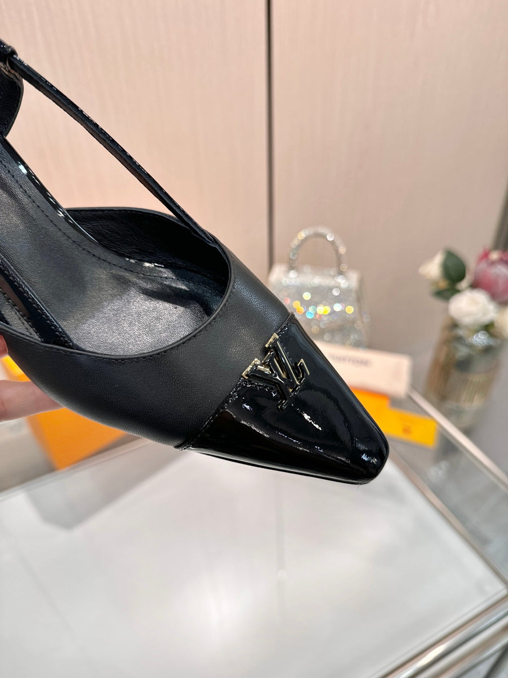 LV City Slingback 5.5cm Black Fabric Leather 837904