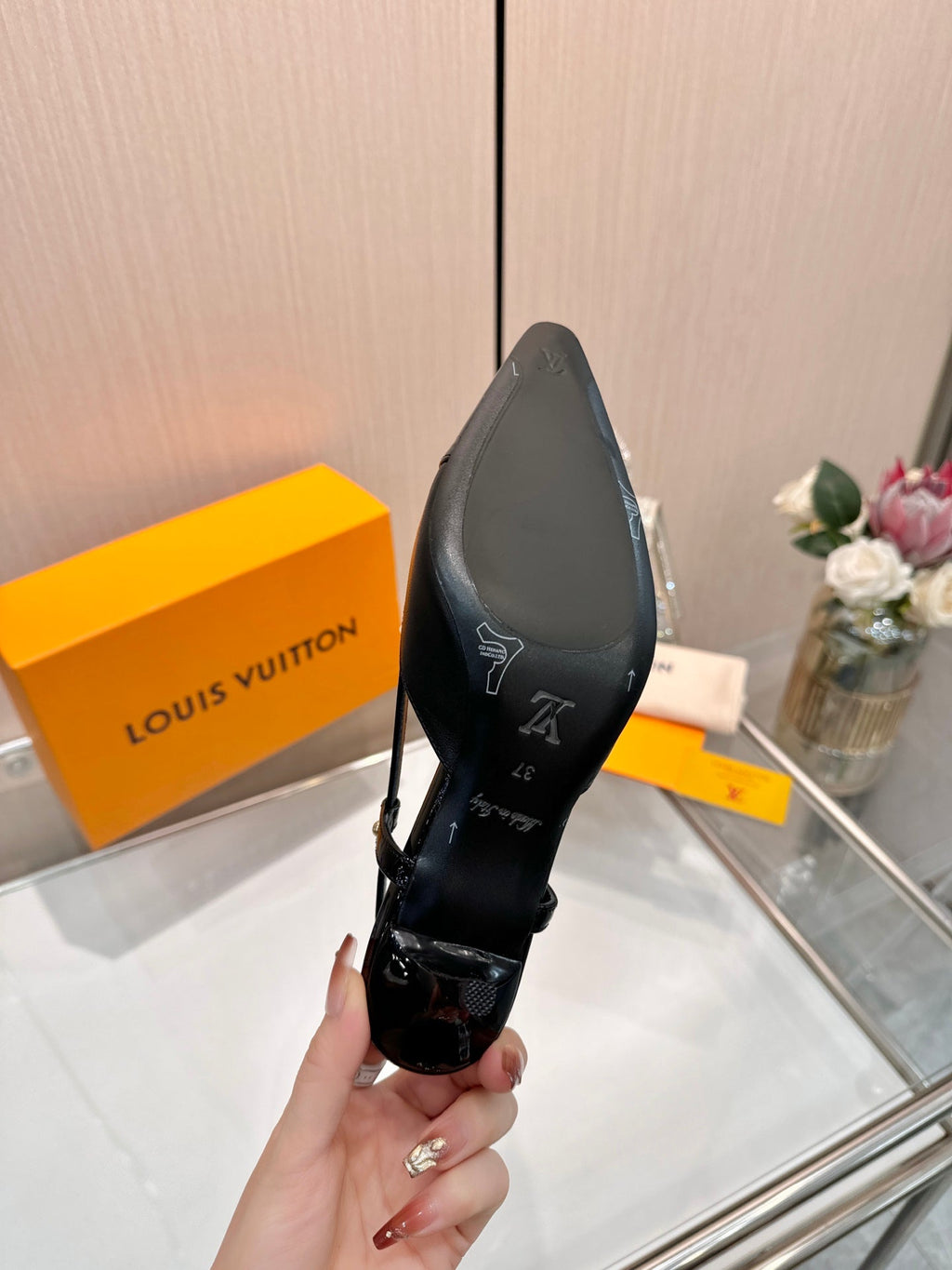 LV City Slingback 5.5cm Black Fabric Leather 837904