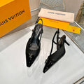 LV City Slingback 5.5cm Black Fabric Leather 837904