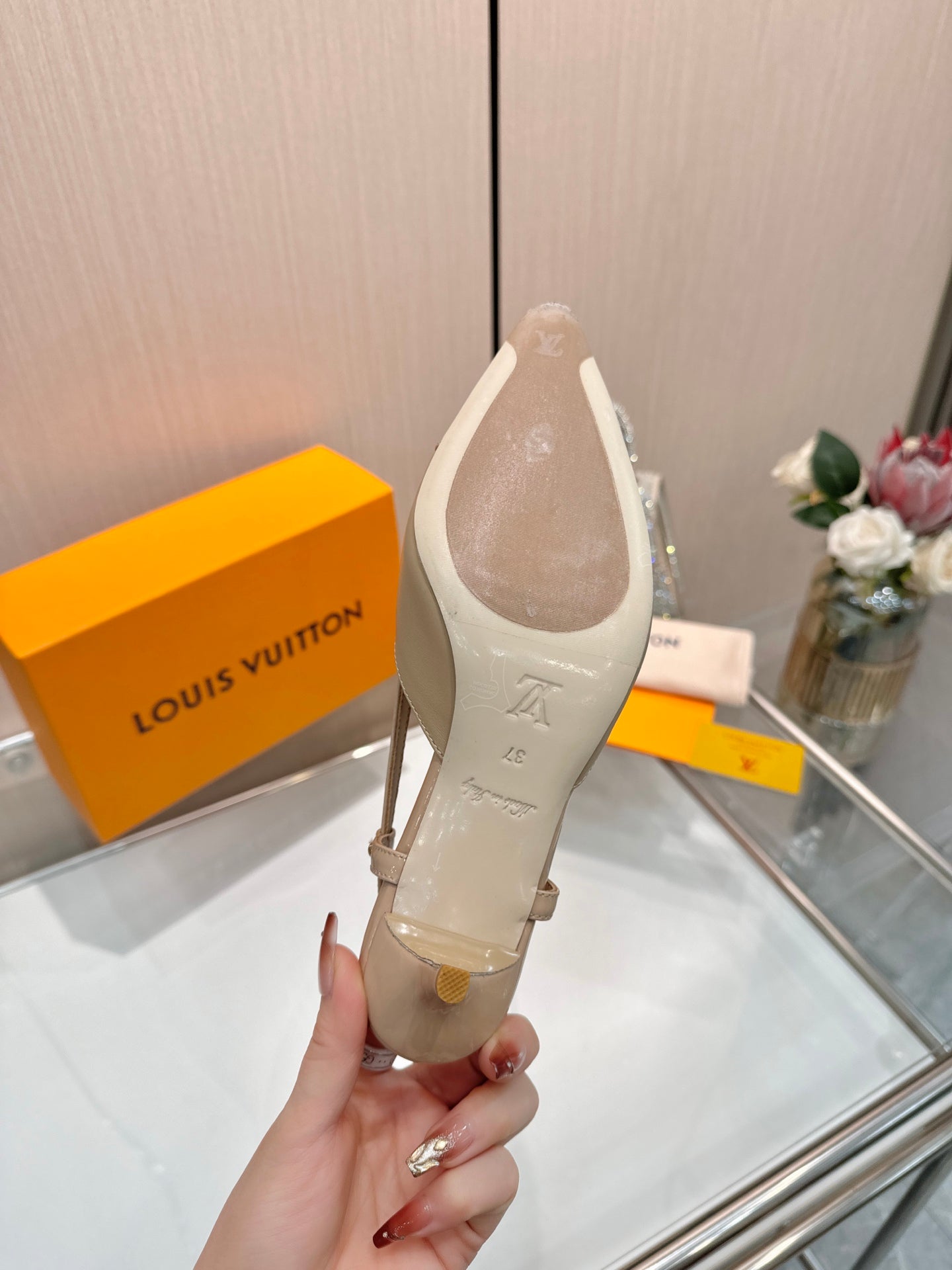 LV City Slingback 5.5cm Beige Leather 837907