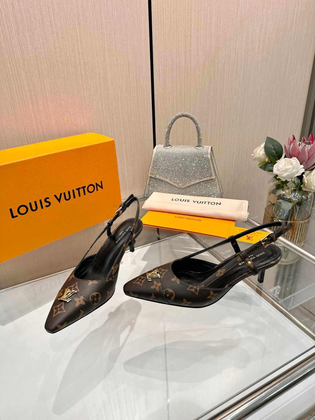 LV City Slingback 5.5cm Brown Monogram Leather 837905