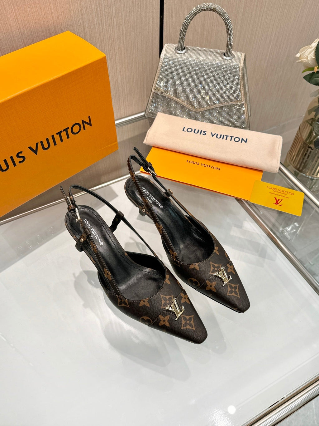 LV City Slingback 5.5cm Brown Monogram Leather 837905