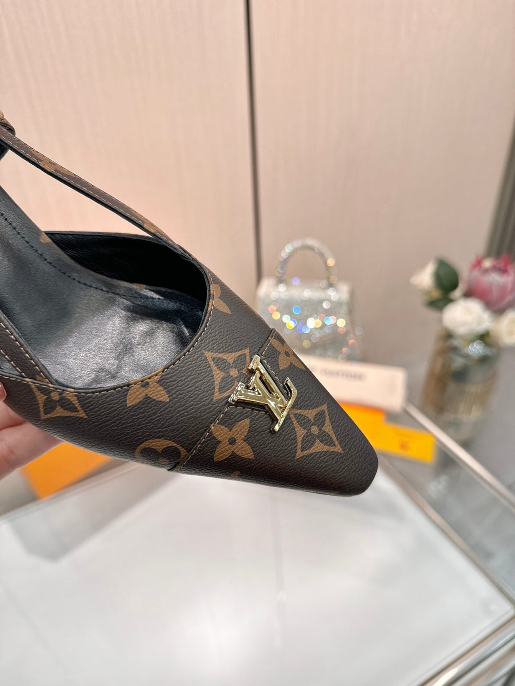 LV City Slingback 5.5cm Brown Monogram Leather 837905