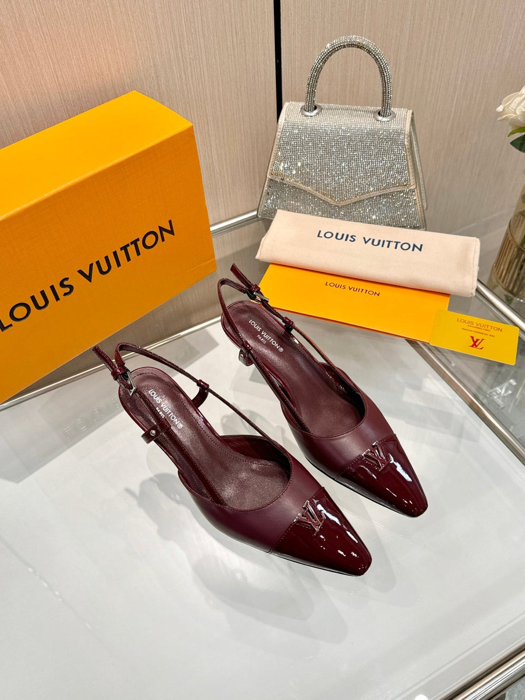 LV City Slingback 5.5cm Burgundy Leather 837906