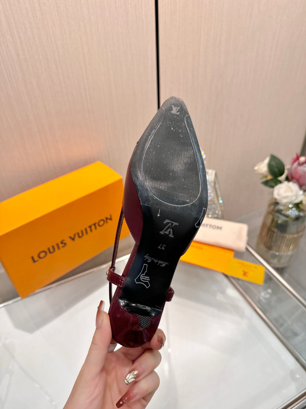 LV City Slingback 5.5cm Burgundy Leather 837906