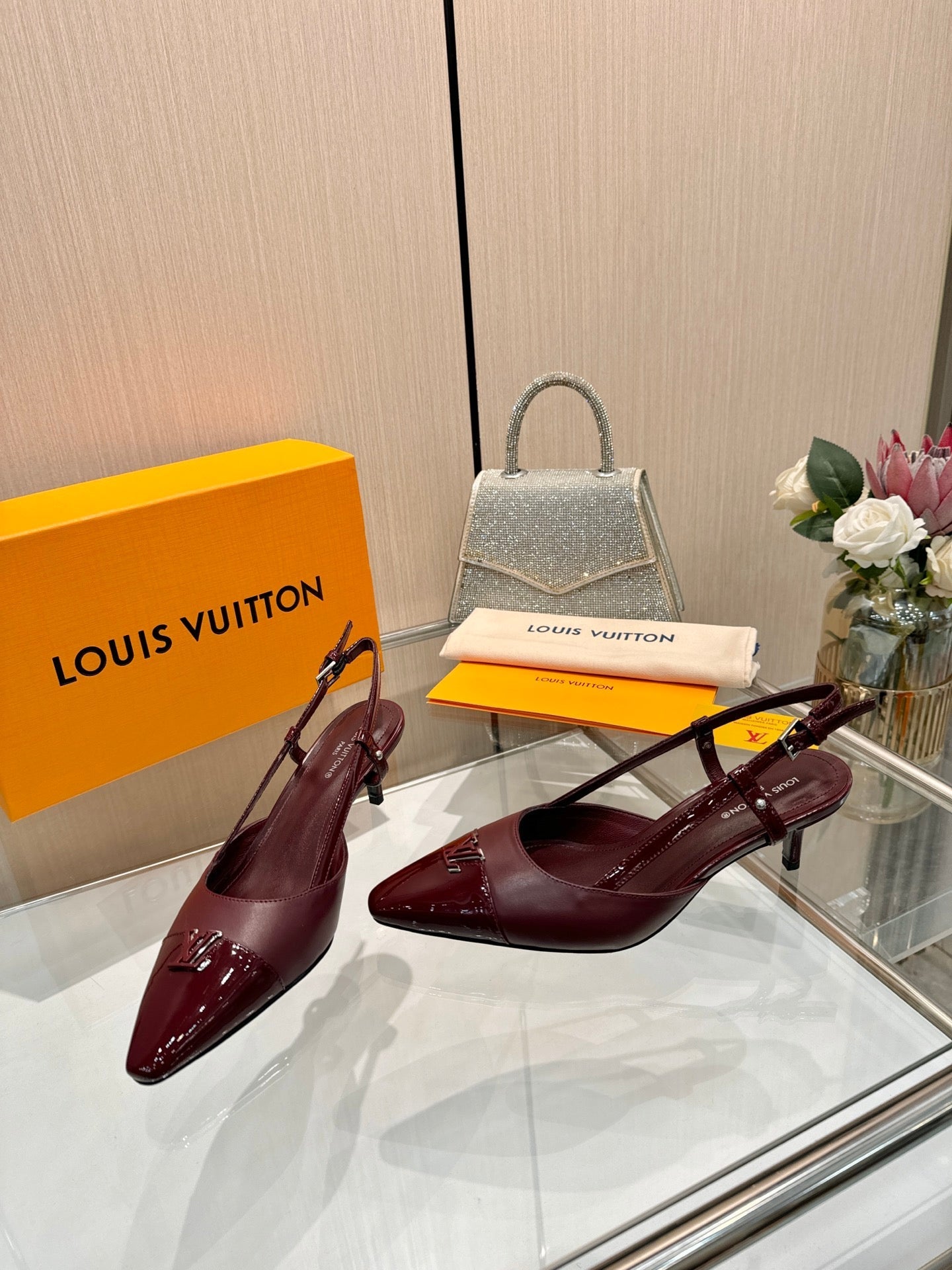 LV City Slingback 5.5cm Burgundy Leather 837906