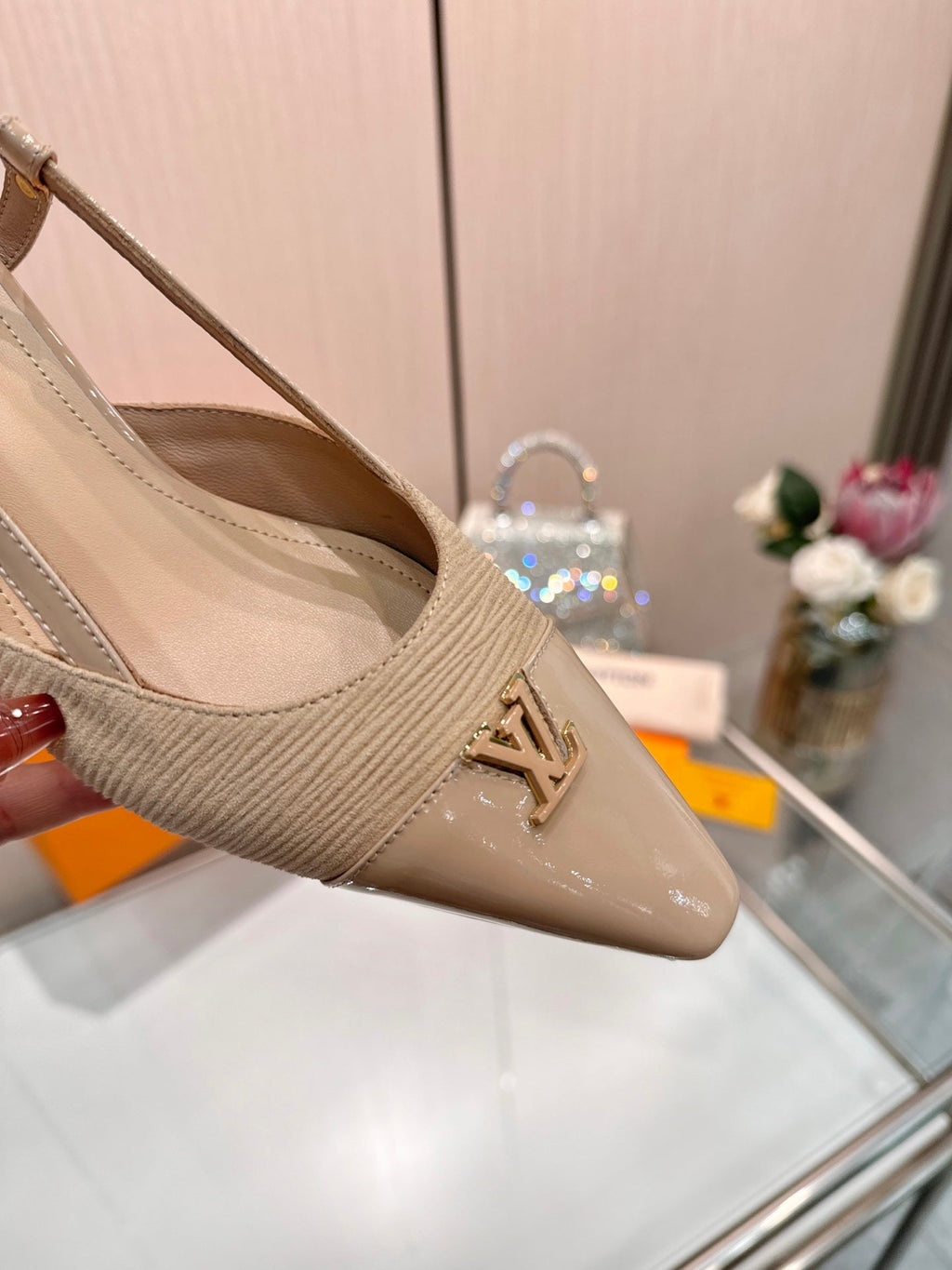 LV City Slingback 5.5cm Beige Fabric Leather 837902