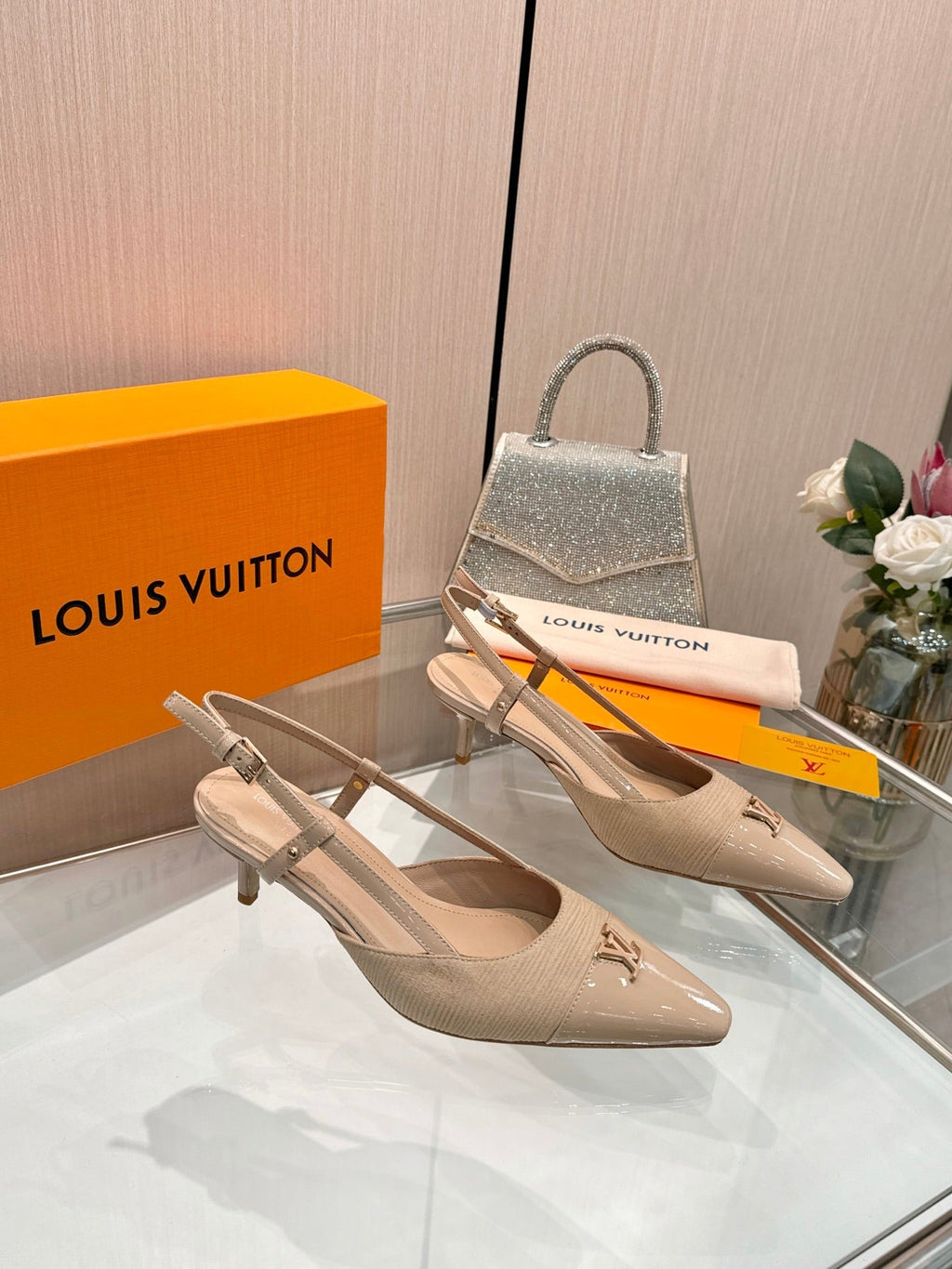LV City Slingback 5.5cm Beige Fabric Leather 837902
