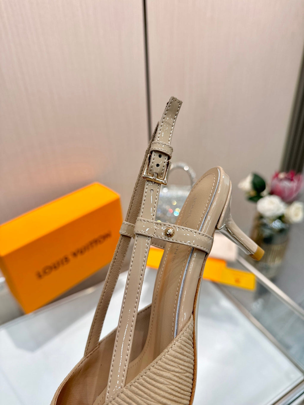 LV City Slingback 5.5cm Beige Fabric Leather 837902
