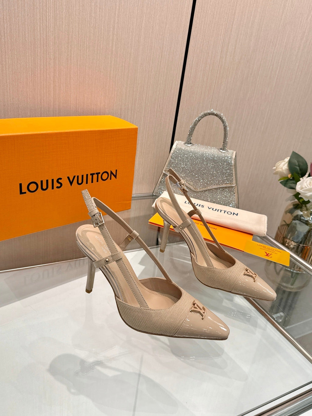 LV City Slingback 9cm Beige Fabric Leather 837900