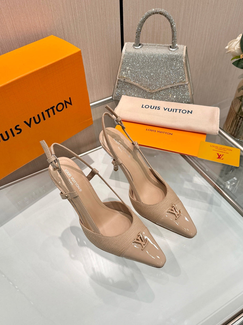 LV City Slingback 9cm Beige Fabric Leather 837900