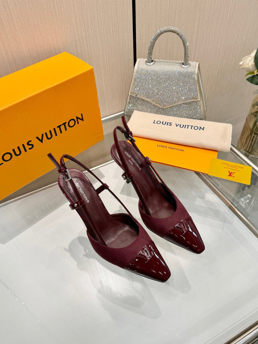 LV City Slingback 9cm Burgundy Fabric Leather 837898