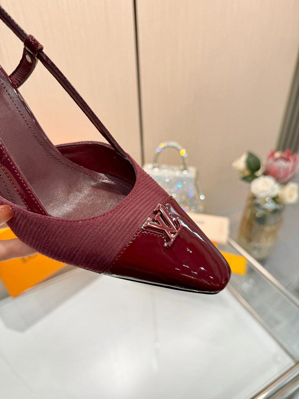 LV City Slingback 9cm Burgundy Fabric Leather 837898