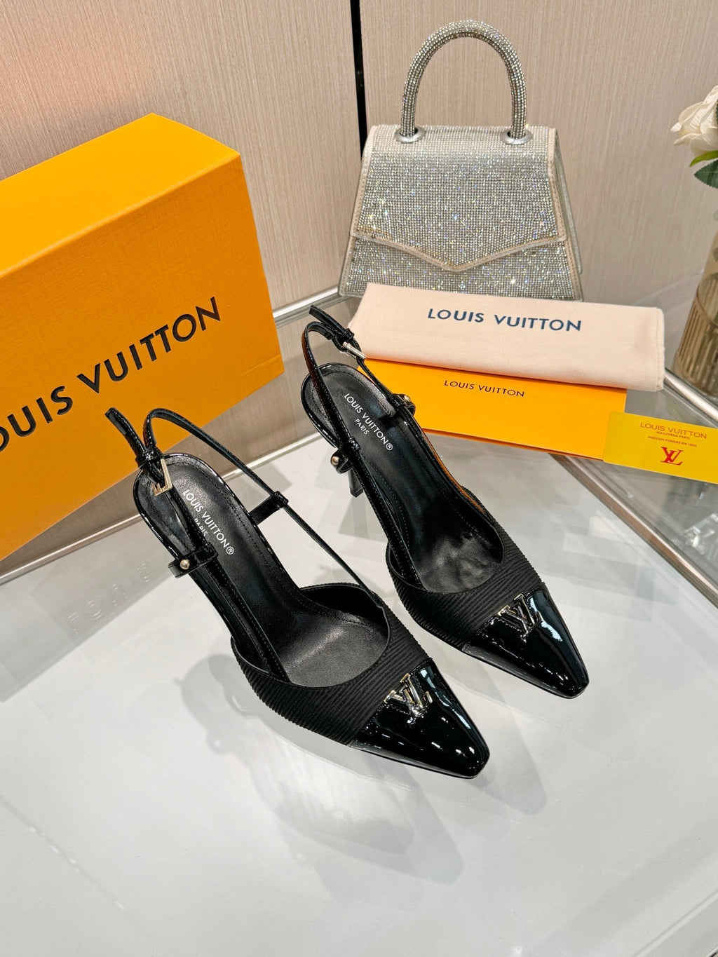 LV City Slingback 9cm Black Fabric Leather 837897