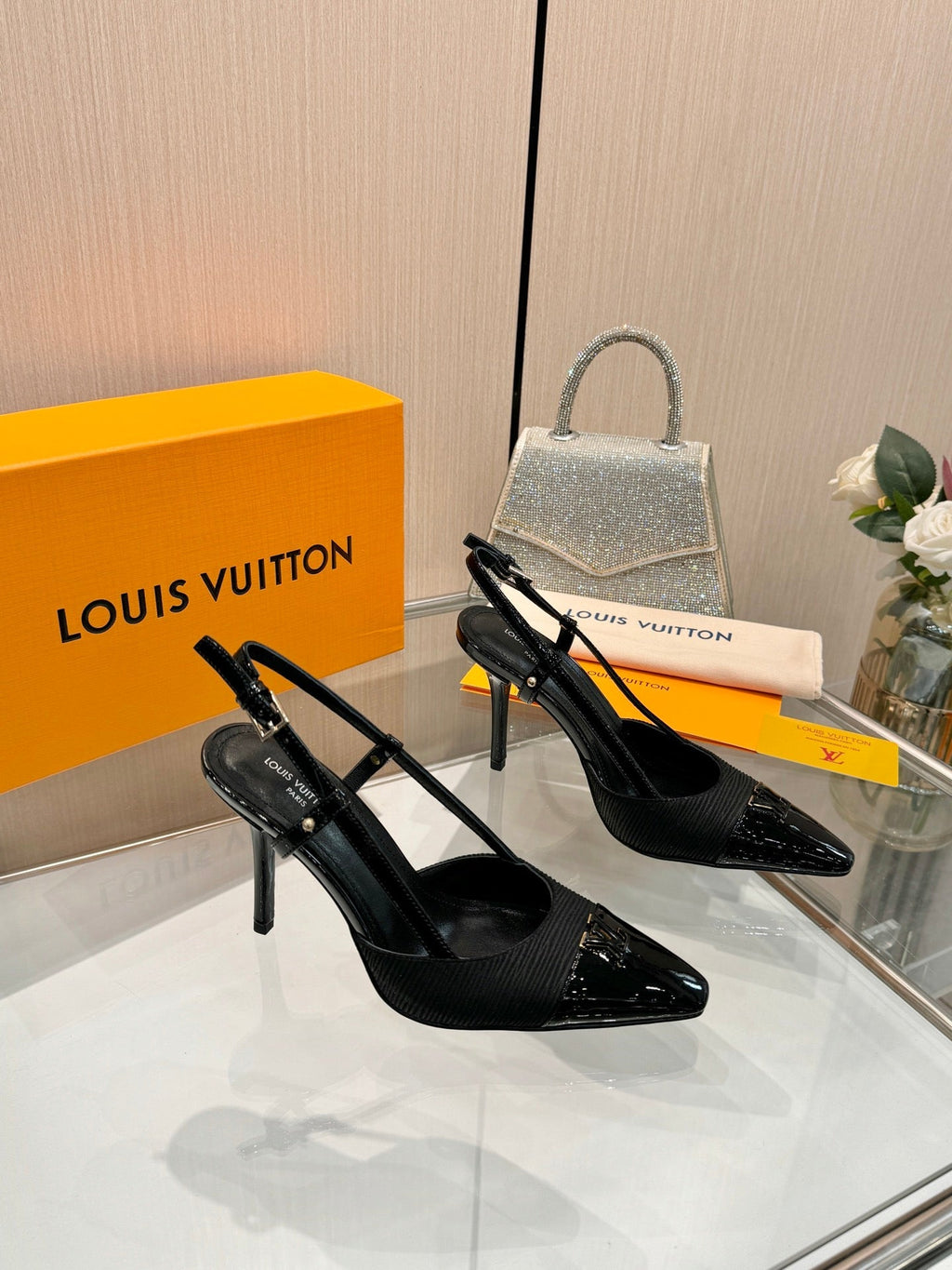LV City Slingback 9cm Black Fabric Leather 837897