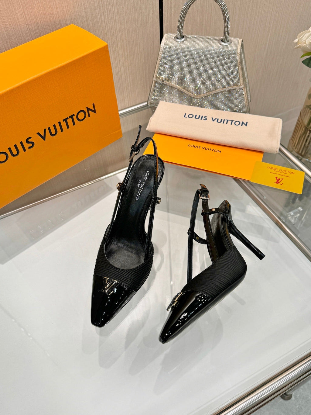 LV City Slingback 9cm Black Fabric Leather 837897