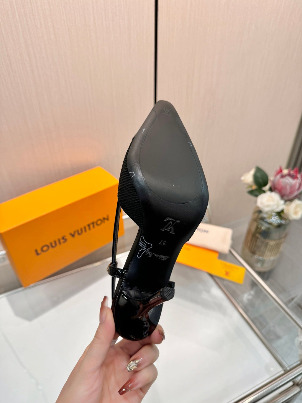 LV City Slingback 9cm Black Fabric Leather 837897
