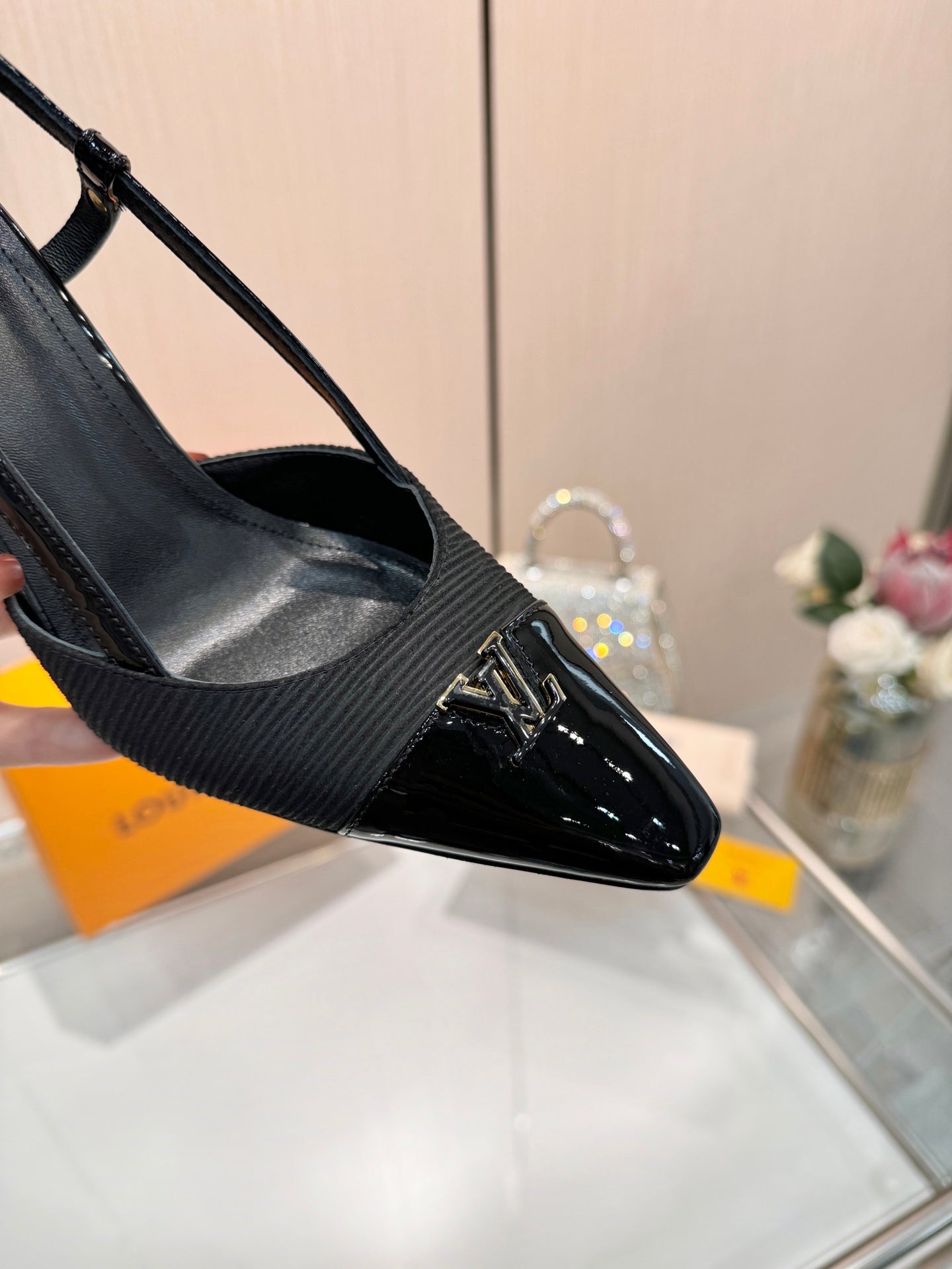 LV City Slingback 9cm Black Fabric Leather 837897