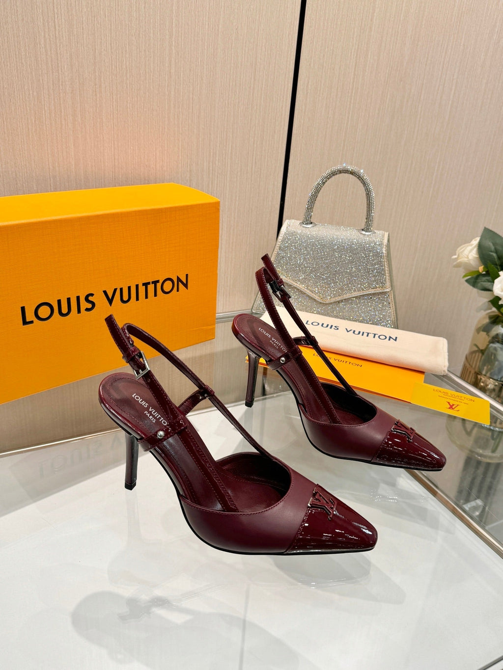 LV City Slingback 9cm Burgundy Leather 837896