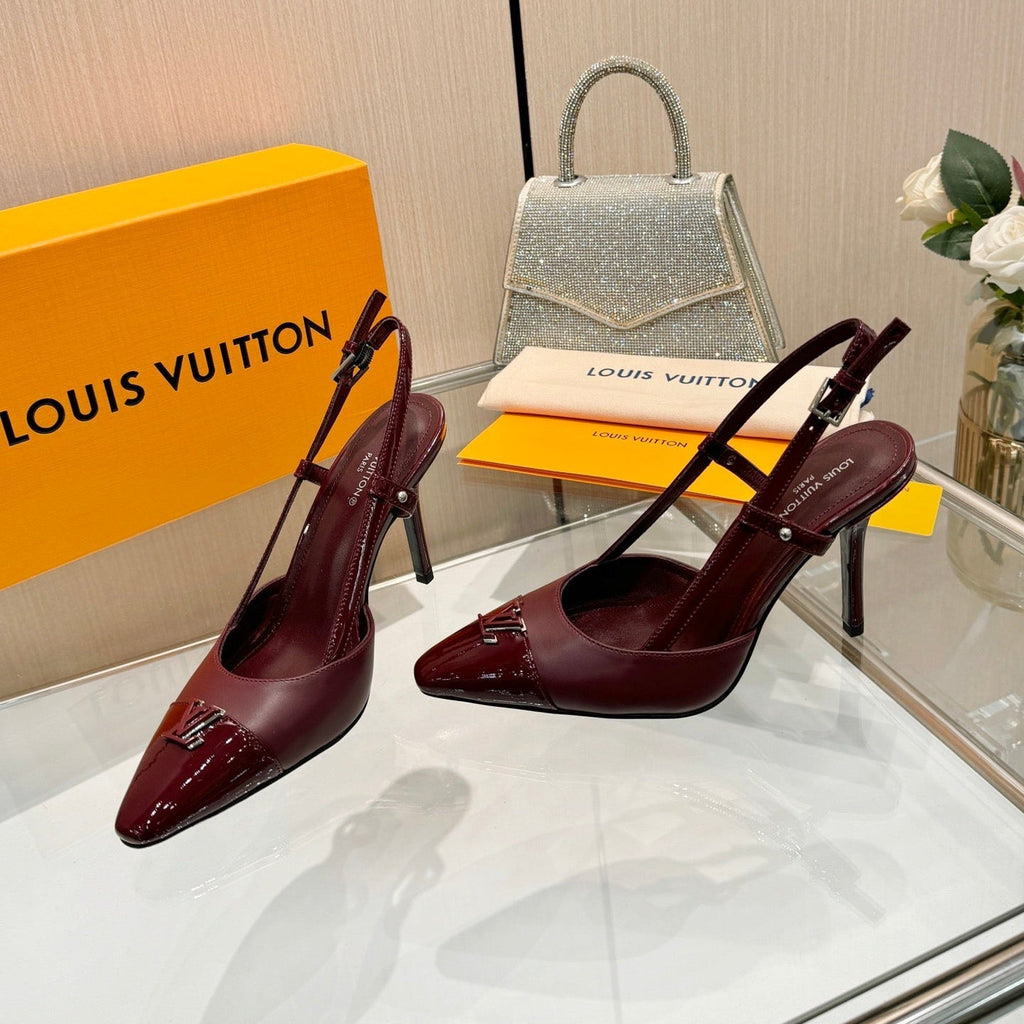 LV City Slingback 9cm Burgundy Leather 837896