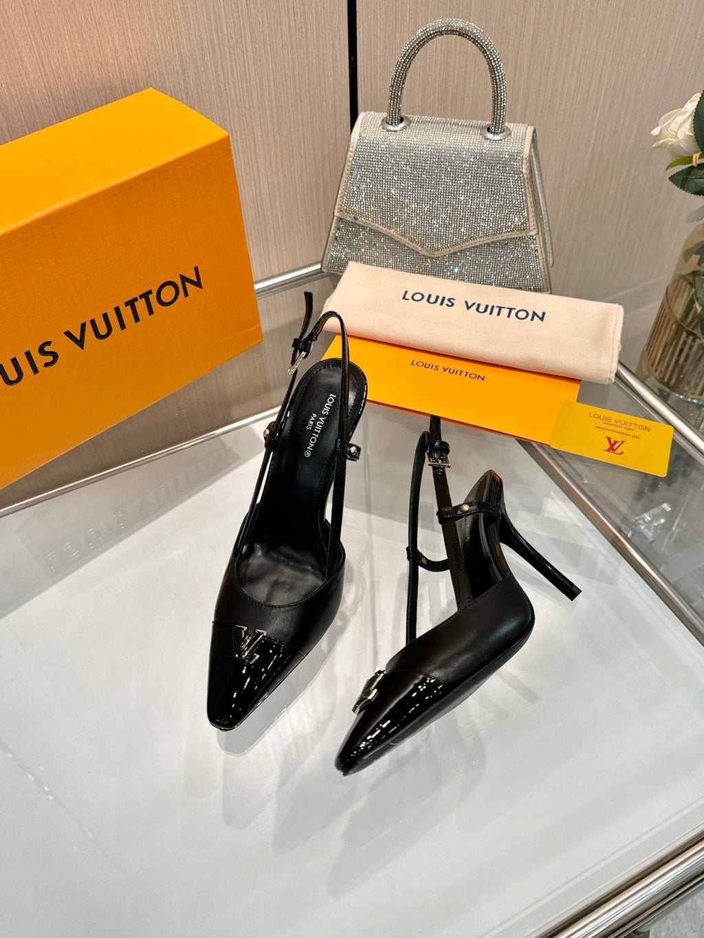 LV City Slingback 9cm Black Leather 837895