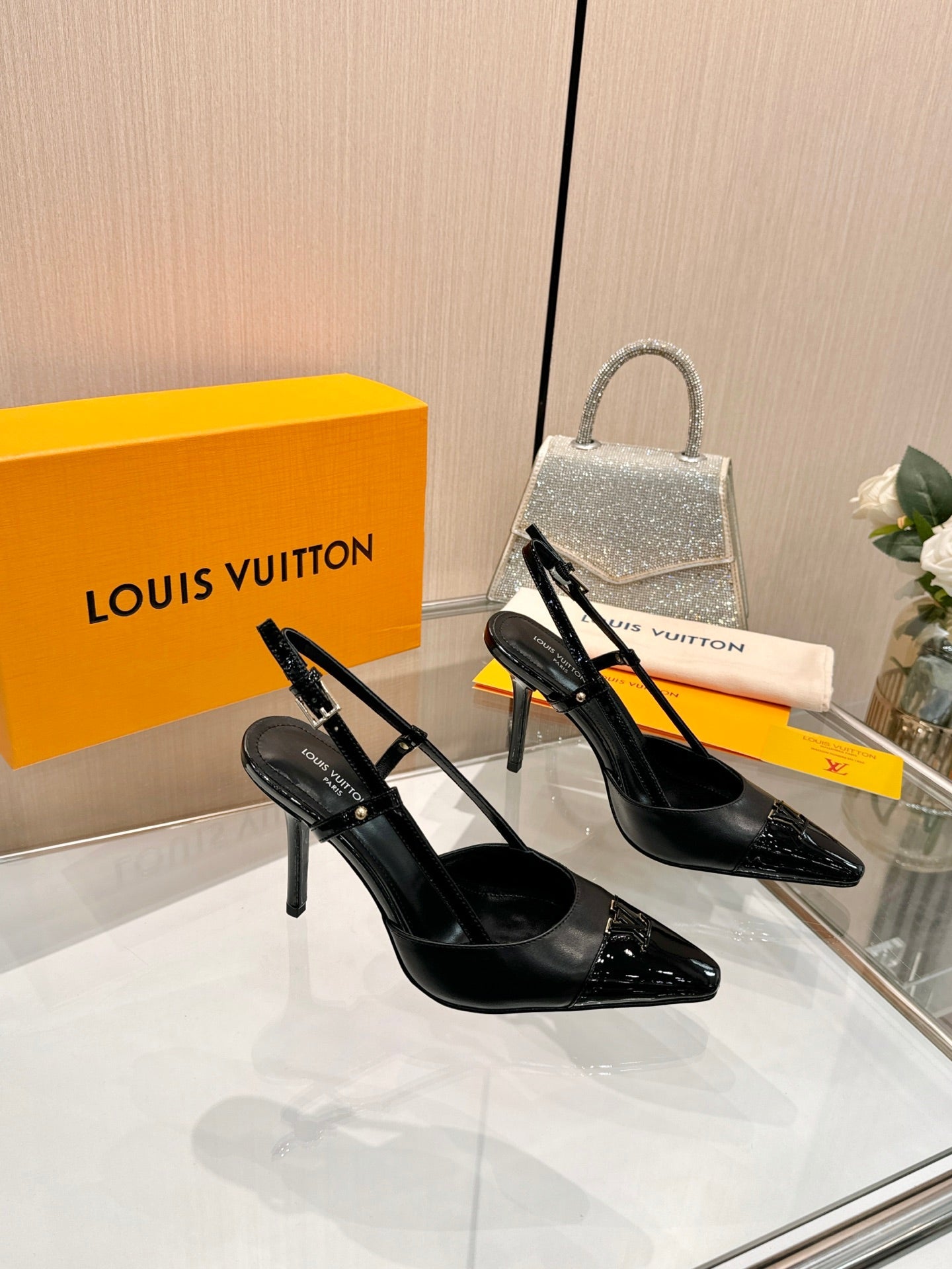 LV City Slingback 9cm Black Leather 837895