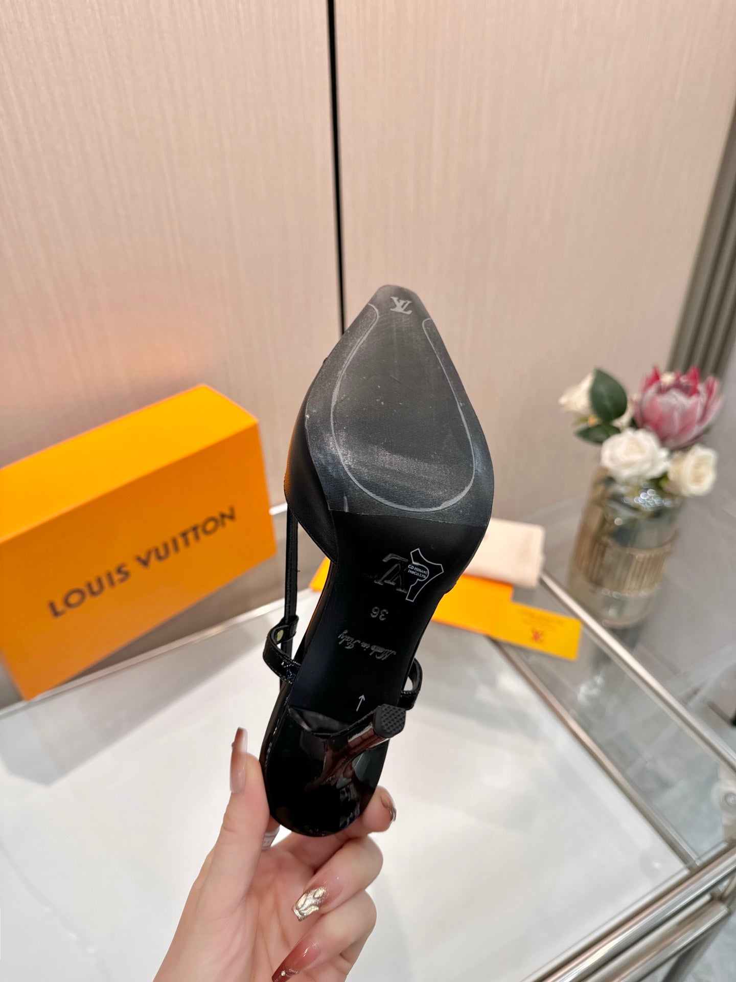 LV City Slingback 9cm Black Leather 837895