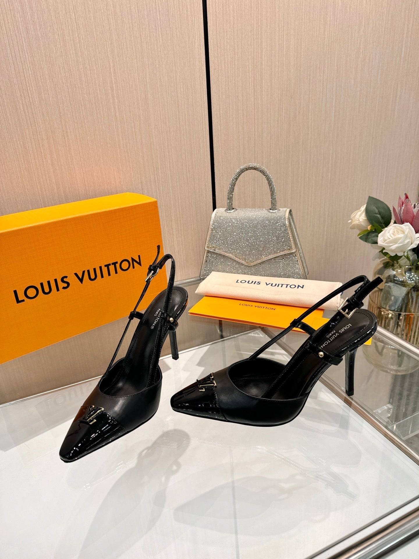 LV City Slingback 9cm Black Leather 837895