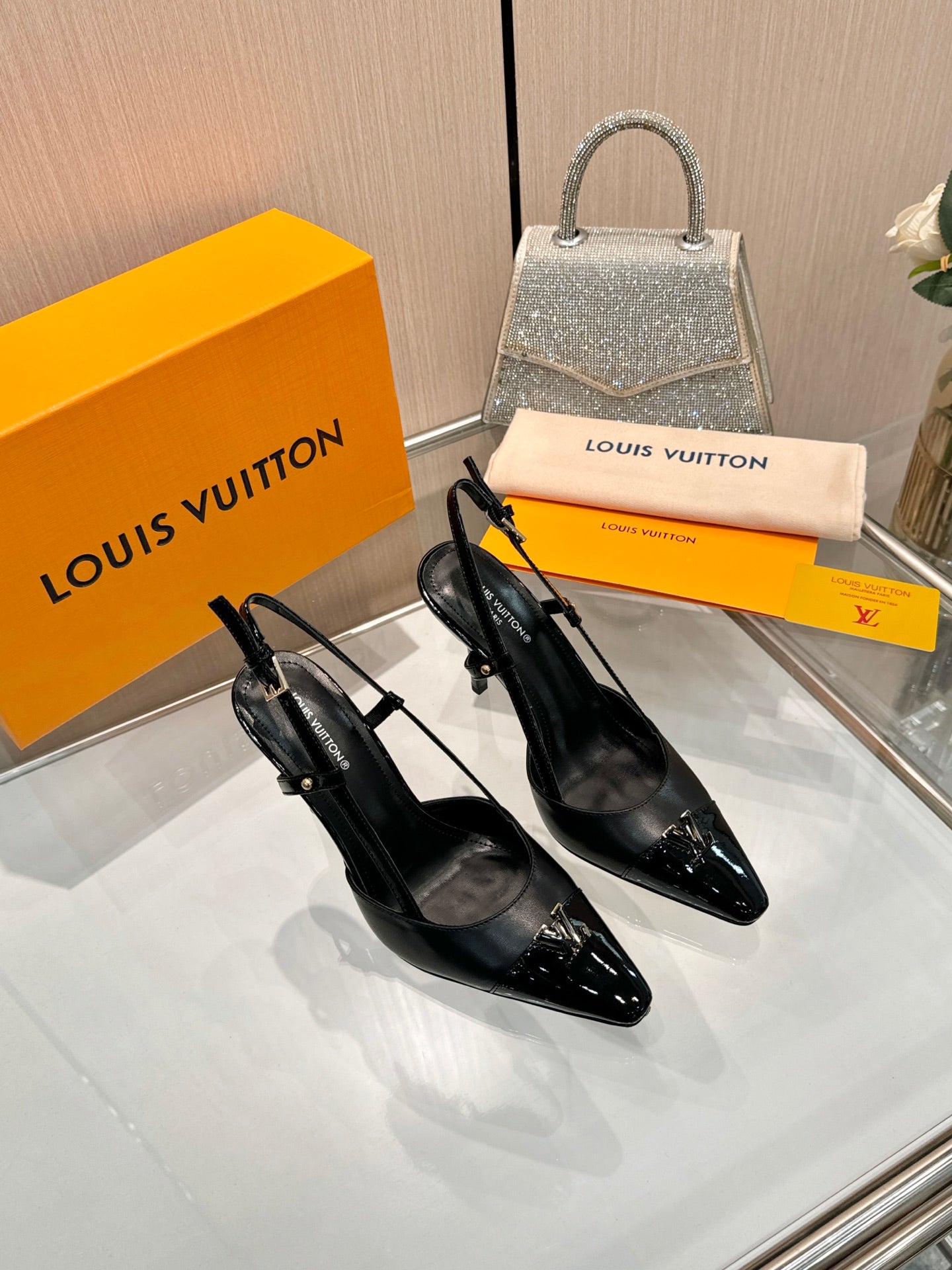 LV City Slingback 9cm Black Leather 837895