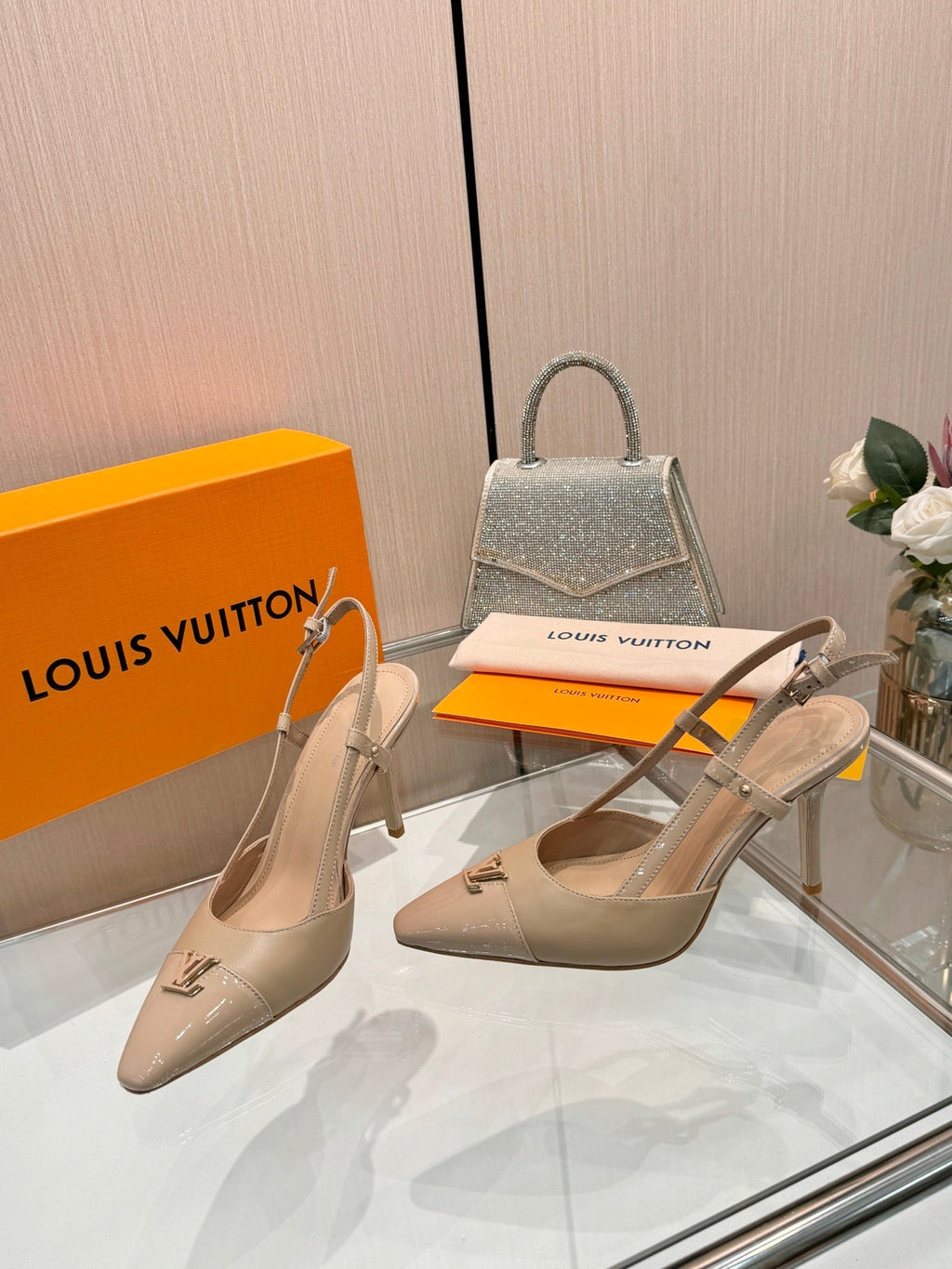 LV City Slingback 9cm Beige Leather 837894