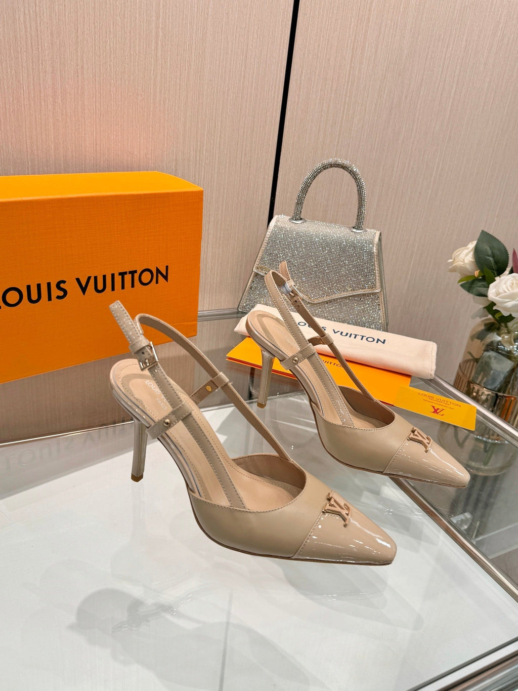 LV City Slingback 9cm Beige Leather 837894