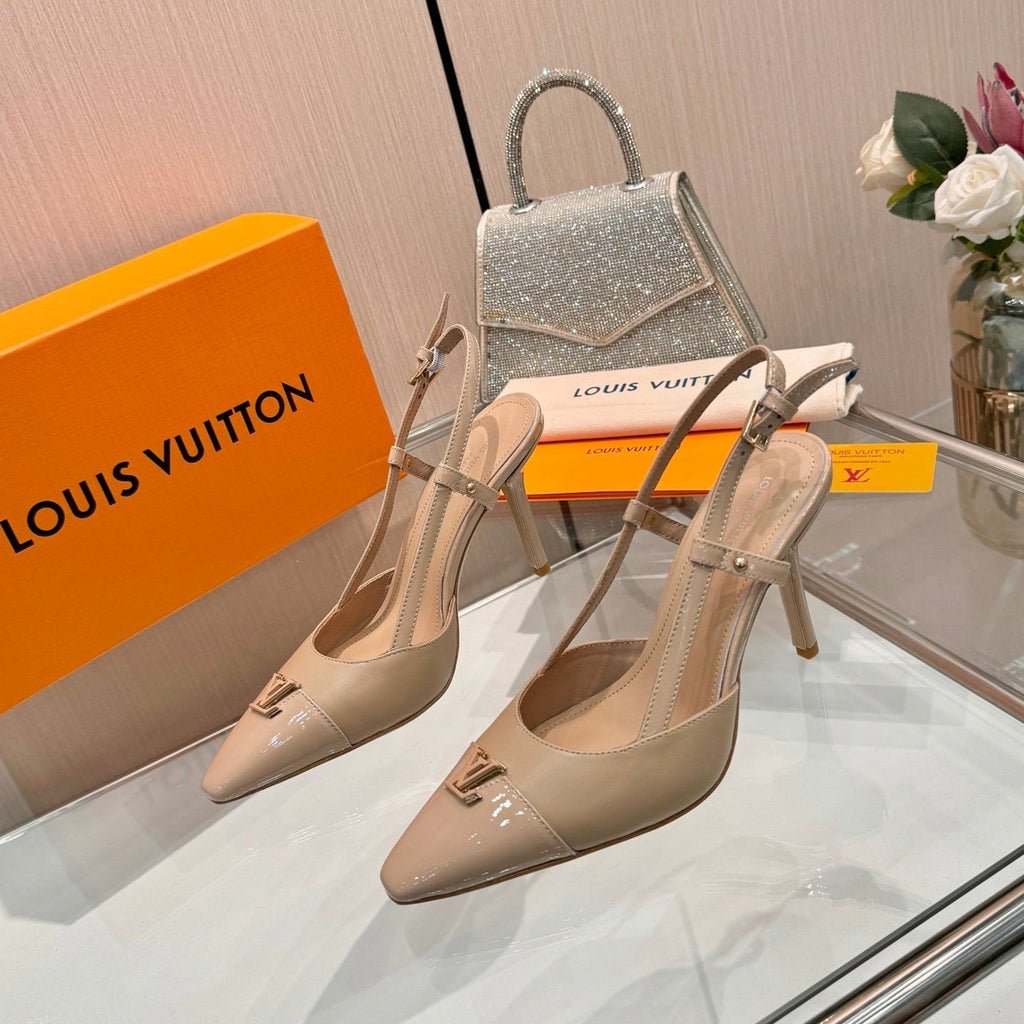 LV City Slingback 9cm Beige Leather 837894