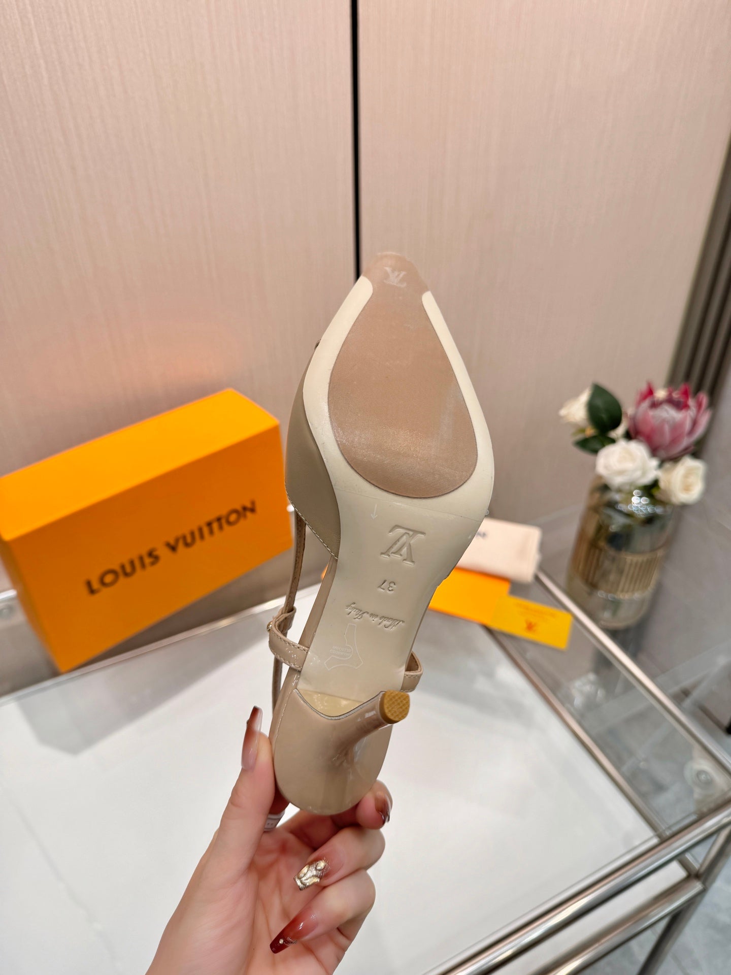 LV City Slingback 9cm Beige Leather 837894