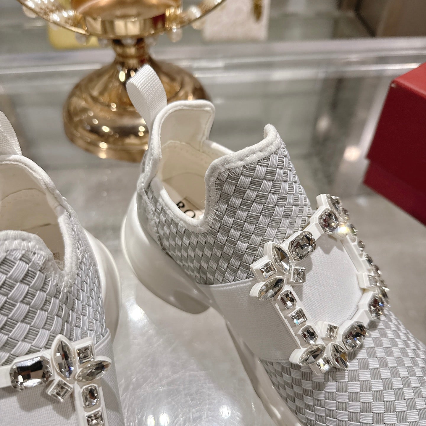 Viv Diamond Sneaker White Custom Woven 262957